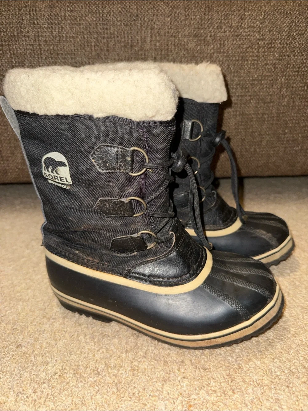 Sorel Shearling Cuff Waterproof Snow Boots Kids 4.5 Women’s 6.5